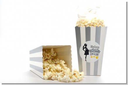 About To Pop Mommy Grey - Personalized Baby Shower Popcorn Boxes - Set of 12