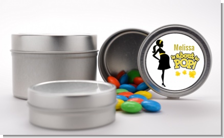 About to Pop Mommy Yellow - Custom Baby Shower Favor Tins