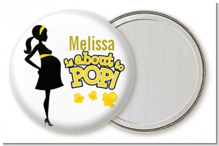About to Pop Mommy Yellow - Personalized Baby Shower Pocket Mirror Favors