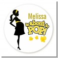 About to Pop Mommy Yellow - Round Personalized Baby Shower Sticker Labels thumbnail