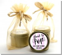 About To Pop Stripes - Baby Shower Gold Tin Candle Favors