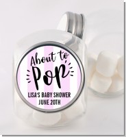 About To Pop Stripes - Personalized Baby Shower Candy Jar