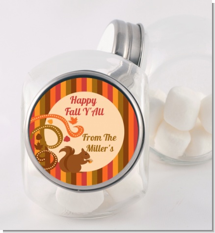 Acorn Harvest Fall Theme - Personalized Halloween Candy Jar