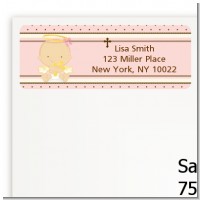 Angel Baby Girl Caucasian - Baptism / Christening Return Address Labels