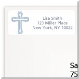 Cross Blue - Baptism / Christening Return Address Labels