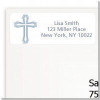 Cross Blue - Baptism / Christening Return Address Labels