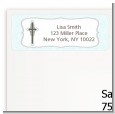 Cross Blue & Brown - Baptism / Christening Return Address Labels thumbnail