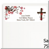 Cross Floral Blossom - Baptism / Christening Return Address Labels