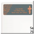 Cross Grey & Orange - Baptism / Christening Return Address Labels thumbnail