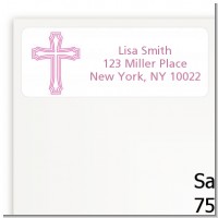 Cross Pink - Baptism / Christening Return Address Labels