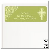 Cross Sage Green - Baptism / Christening Return Address Labels