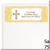 Cross Yellow & Brown - Baptism / Christening Return Address Labels