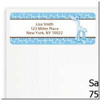 Giraffe Blue - Baby Shower Return Address Labels