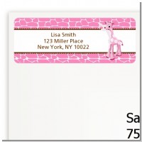 Giraffe Pink - Baby Shower Return Address Labels