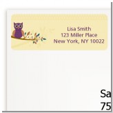 Retro Owl - Birthday Party Return Address Labels