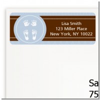 Baby Feet Pitter Patter Blue - Baby Shower Return Address Labels