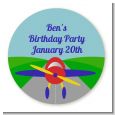 Airplane - Round Personalized Birthday Party Sticker Labels thumbnail