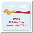 Airplane in the Clouds - Square Personalized Birthday Party Sticker Labels thumbnail