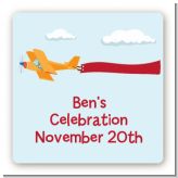 Airplane in the Clouds - Square Personalized Birthday Party Sticker Labels