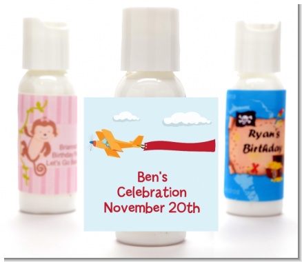 Airplane in the Clouds - Personalized Birthday Party Lotion Favors