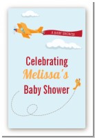 Airplane in the Clouds - Custom Large Rectangle Baby Shower Sticker/Labels