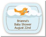 Airplane in the Clouds - Personalized Baby Shower Rounded Corner Stickers