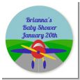 Airplane - Round Personalized Baby Shower Sticker Labels thumbnail