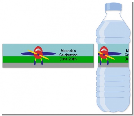 Airplane - Personalized Baby Shower Water Bottle Labels