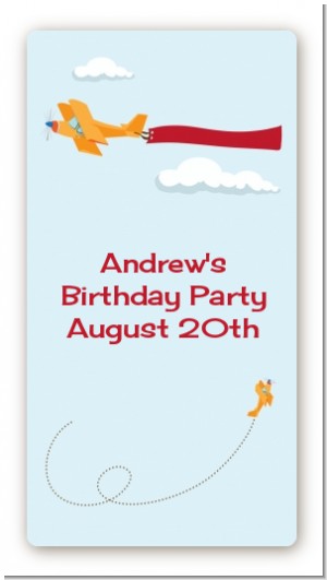 Airplane in the Clouds - Custom Rectangle Birthday Party Sticker/Labels