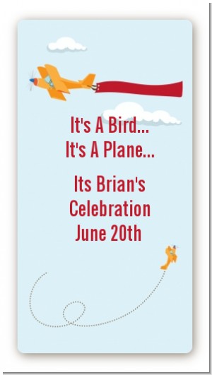 Airplane in the Clouds - Custom Rectangle Baby Shower Sticker/Labels