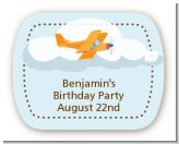 Airplane in the Clouds - Personalized Birthday Party Rounded Corner Stickers