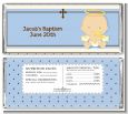 Angel Baby Boy Caucasian - Personalized Baptism / Christening Candy Bar Wrappers thumbnail