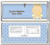 Angel Baby Boy Caucasian - Personalized Baptism / Christening Candy Bar Wrappers