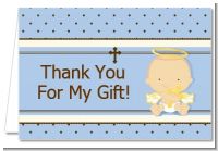 Angel Baby Boy Caucasian - Baptism / Christening Thank You Cards