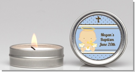 Angel Baby Boy Caucasian - Baptism / Christening Candle Favors