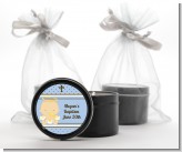 Angel Baby Boy Caucasian - Baptism / Christening Black Candle Tin Favors