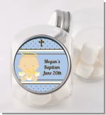 Angel Baby Boy Caucasian - Personalized Baptism / Christening Candy Jar