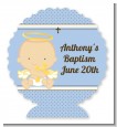 Angel Baby Boy Caucasian - Personalized Baptism / Christening Centerpiece Stand thumbnail
