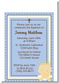 Angel Baby Boy Caucasian - Baptism / Christening Petite Invitations