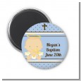 Angel Baby Boy Caucasian - Personalized Baptism / Christening Magnet Favors thumbnail