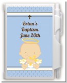 Angel Baby Boy Caucasian - Baptism / Christening Personalized Notebook Favor