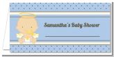 Angel Baby Boy Caucasian - Personalized Baptism / Christening Place Cards