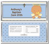 Angel Baby Boy Hispanic - Personalized Baptism / Christening Candy Bar Wrappers