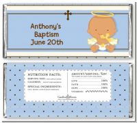Angel Baby Boy Hispanic - Personalized Baptism / Christening Candy Bar Wrappers