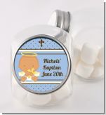 Angel Baby Boy Hispanic - Personalized Baptism / Christening Candy Jar