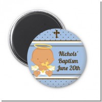 Angel Baby Boy Hispanic - Personalized Baptism / Christening Magnet Favors