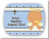 Angel Baby Boy Hispanic - Personalized Baptism / Christening Rounded Corner Stickers