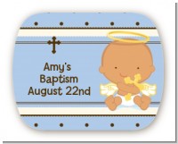 Angel Baby Boy Hispanic - Personalized Baptism / Christening Rounded Corner Stickers