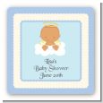 Angel in the Cloud Boy Hispanic - Square Personalized Baby Shower Sticker Labels thumbnail