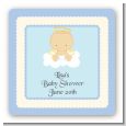 Angel in the Cloud Boy - Square Personalized Baby Shower Sticker Labels thumbnail